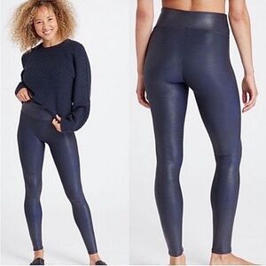 SPANX Faux Leather Leggings in Midnight Navy Size M NWOT